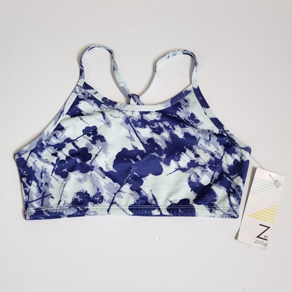 Z by Zella Performance Navy Floral Sports Bra Girls XL 14/16 NWT Athleticwear
